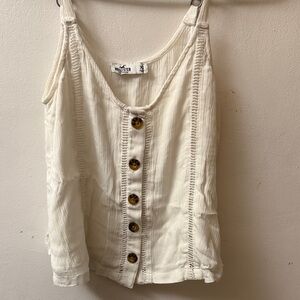 Hollister Cream Button-Front Tank Top